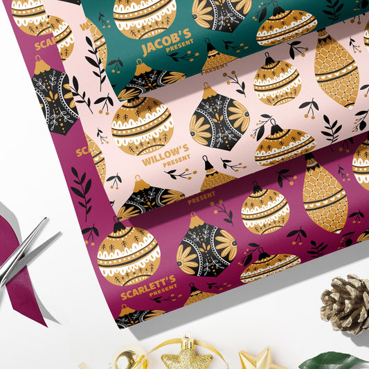 Personalised Christmas Wrapping Paper, Eco Friendly Wrapping Paper Christmas, Kids Christmas Gift Wrap with Name, Wrapping Paper Roll
