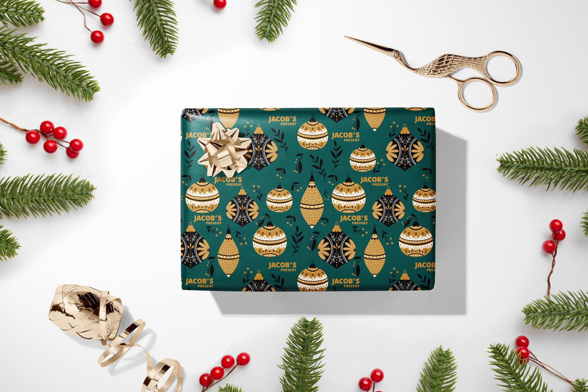 Personalised Christmas Wrapping Paper, Eco Friendly Wrapping Paper Christmas, Kids Christmas Gift Wrap with Name, Wrapping Paper Roll