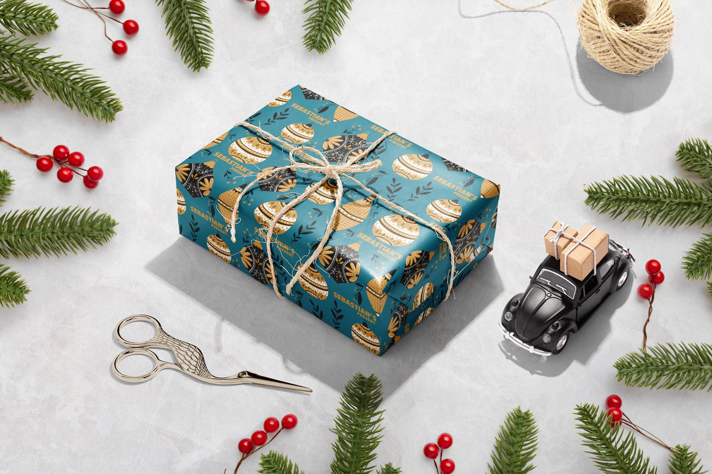 Personalised Christmas Wrapping Paper, Eco Friendly Wrapping Paper Christmas, Kids Christmas Gift Wrap with Name, Wrapping Paper Roll