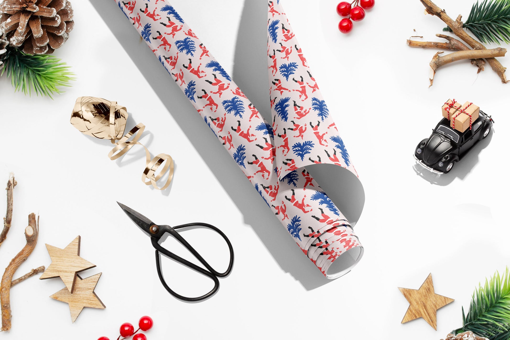 Dancing Santa Christmas Gift Wrapping Paper, Henri Matisse Inspired Gift Wrap Luxury Gift Wrap, Festive Santa Wrapping Paper, Gift Wrapping