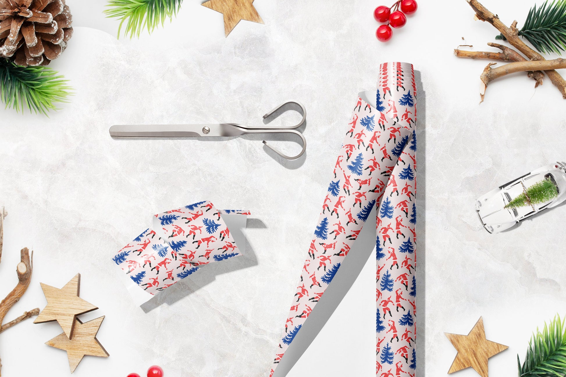 Dancing Santa Christmas Gift Wrapping Paper, Henri Matisse Inspired Gift Wrap Luxury Gift Wrap, Festive Santa Wrapping Paper, Gift Wrapping