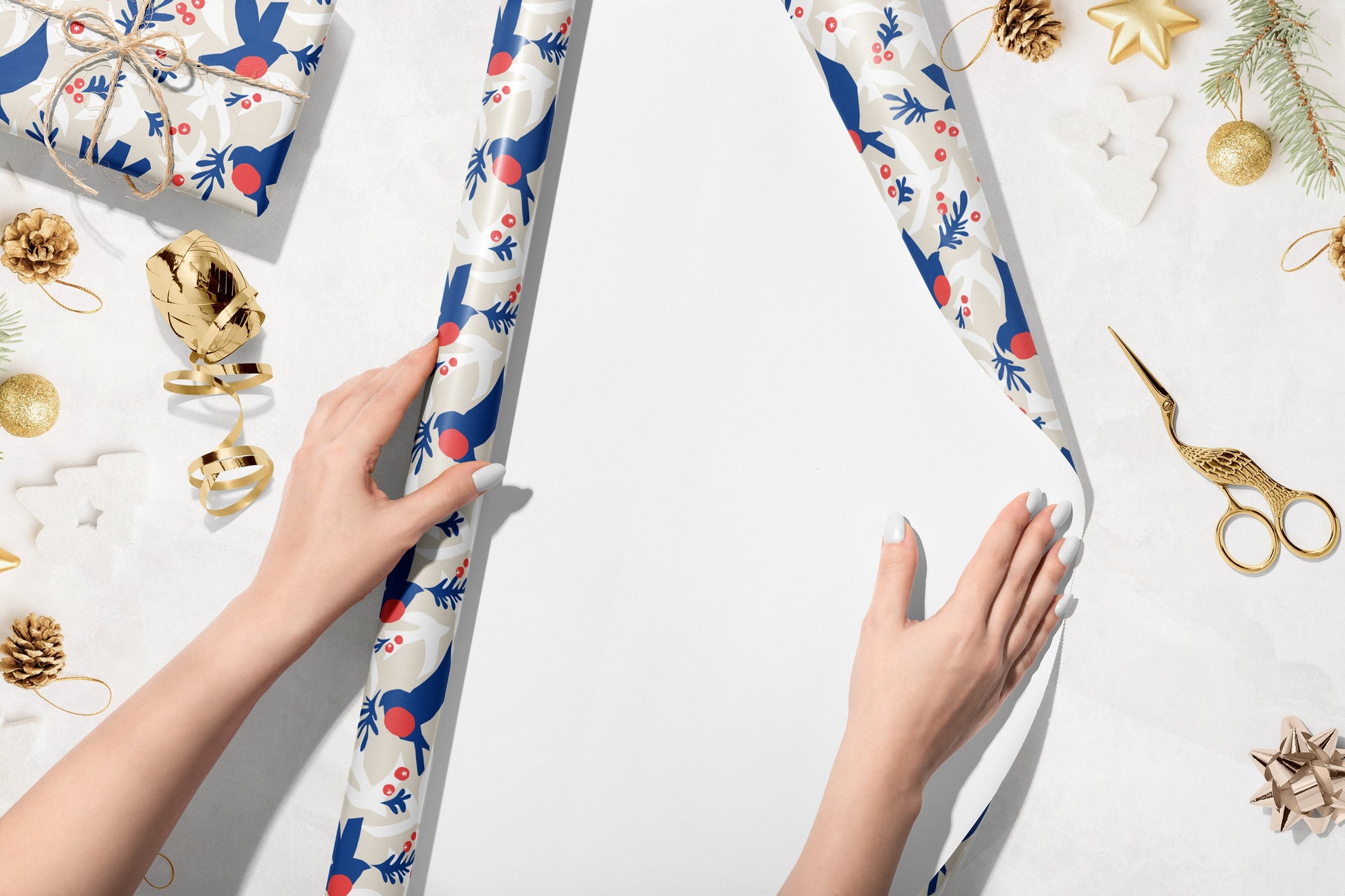 Christmas Wrapping Paper Roll, Henri Matisse Inspired Gift Wrap, Modern Wrapping Paper, Eco Friendly Christmas Gift Wrap, Blue Gift Wrap