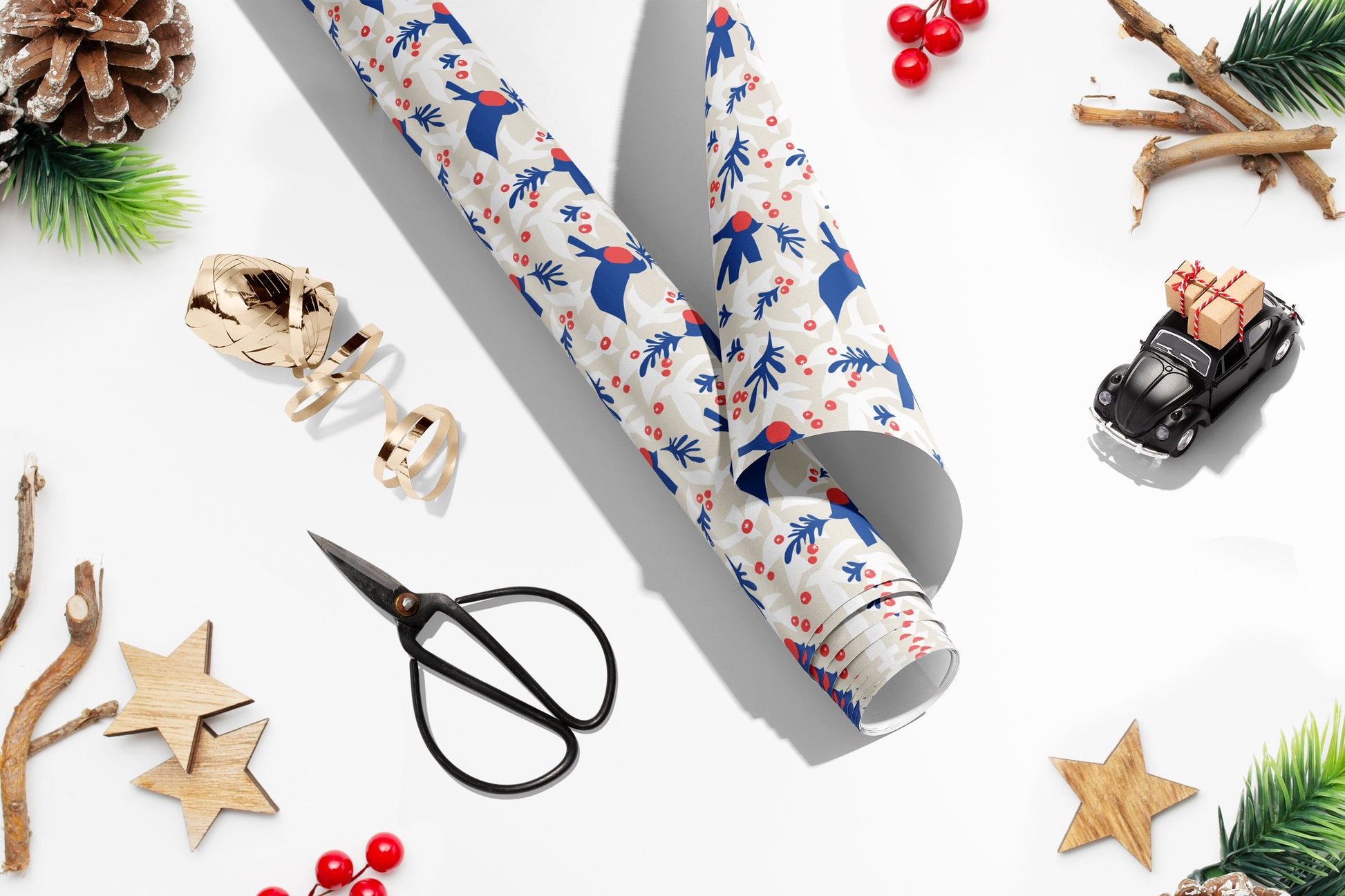 Christmas Wrapping Paper Roll, Henri Matisse Inspired Gift Wrap, Modern Wrapping Paper, Eco Friendly Christmas Gift Wrap, Blue Gift Wrap