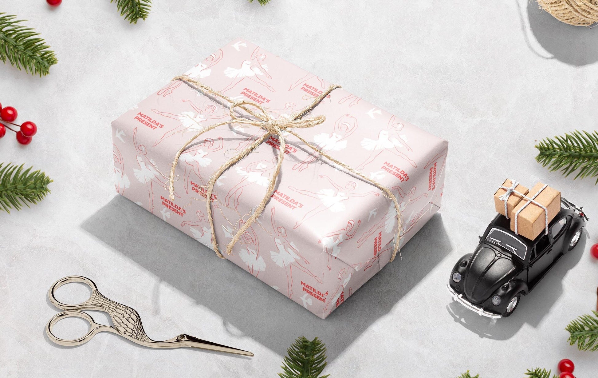 Ballerina Gift Wrapping Paper, Personalised Wrapping Paper, Kids Wrapping Paper, Ballerina Pretty Gift Wrap, Girl's Ballerina Gift Ideas