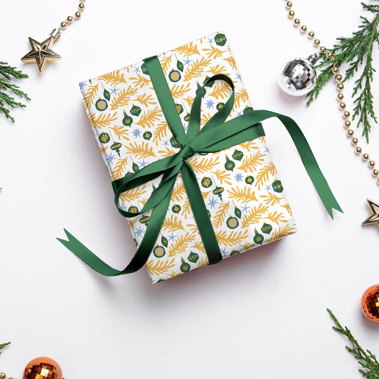 Luxury Yellow and Green Christmas Wrapping Paper, Henri Matisse Inspired Christmas Wrapping Paper, Festive Wrapping Paper, Xmas gift wrap