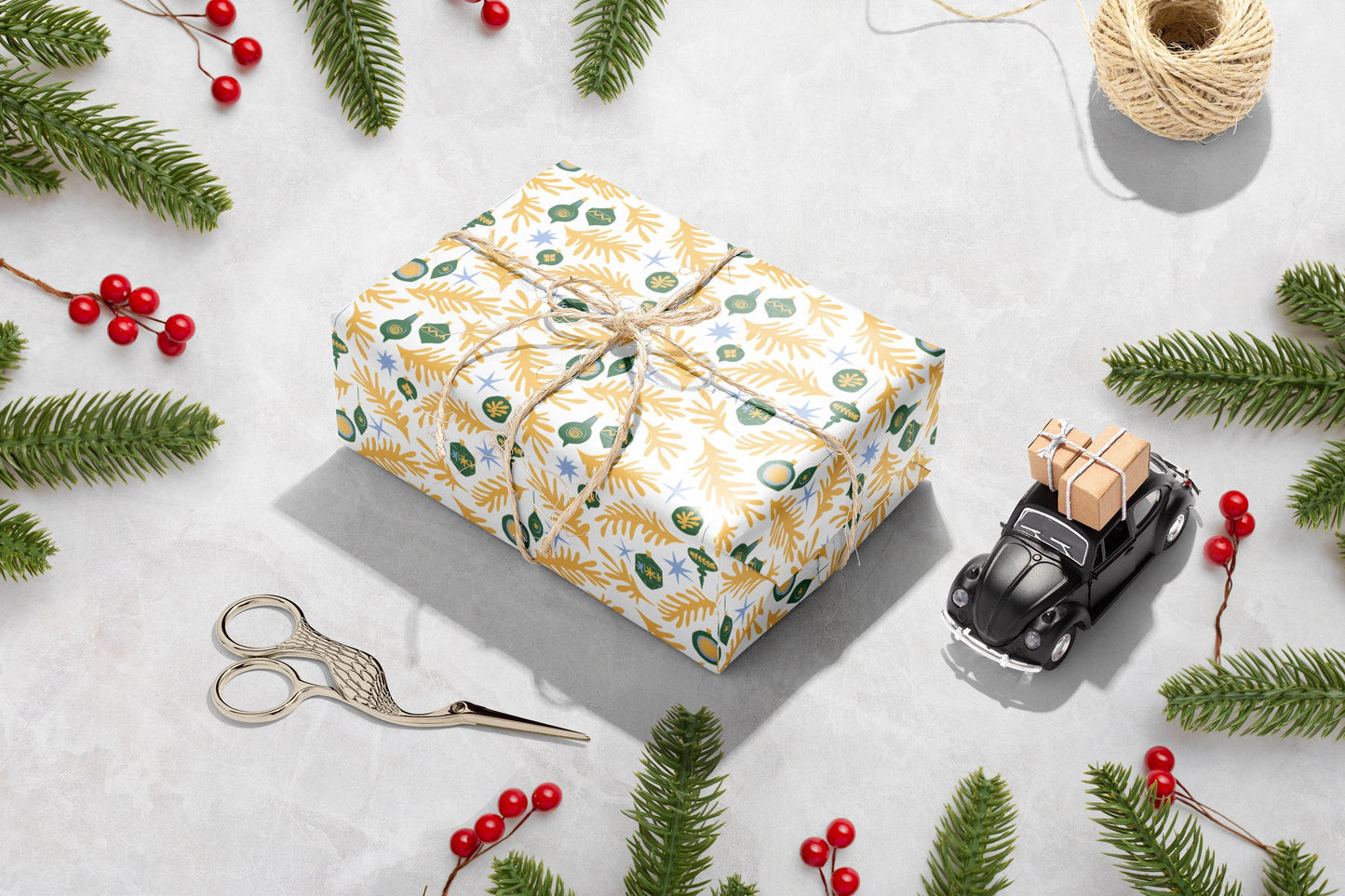 Luxury Yellow and Green Christmas Wrapping Paper, Henri Matisse Inspired Christmas Wrapping Paper, Festive Wrapping Paper, Xmas gift wrap