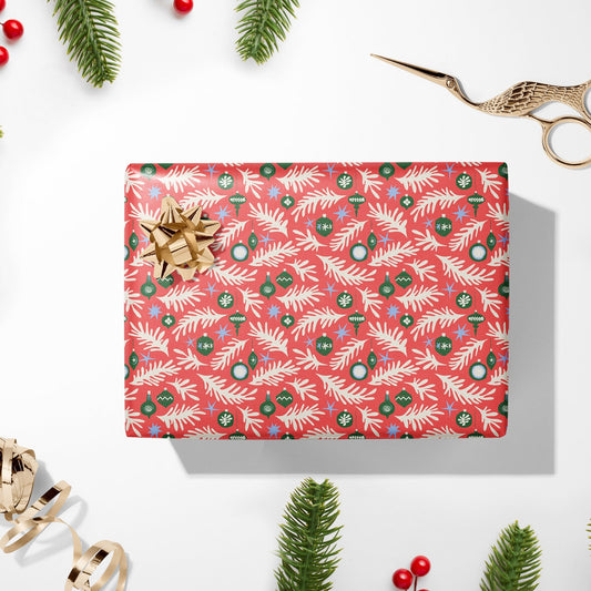 Luxury Henri Matisse Inspired Gift Wrap, Christmas Wrapping Paper, Festive Wrapping Paper, Red and Green Gift Wrapping Paper