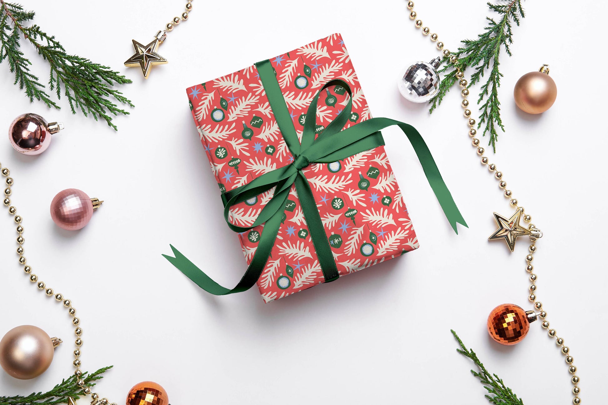 Luxury Henri Matisse Inspired Gift Wrap, Christmas Wrapping Paper, Festive Wrapping Paper, Red and Green Gift Wrapping Paper