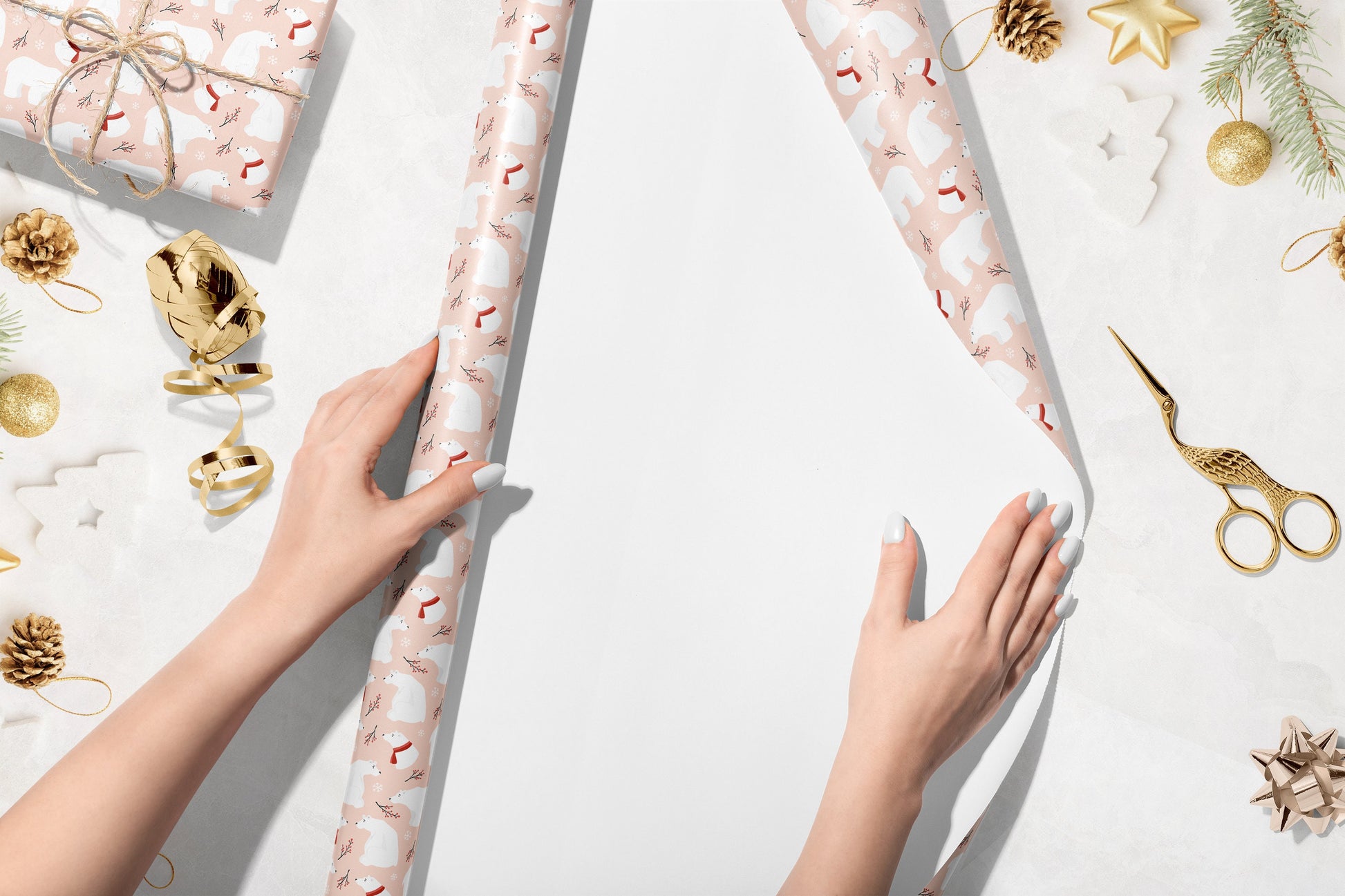 Personalised Polar Bear Christmas Wrapping Paper, Luxury Gift Wrap, Festive Wrapping Paper, Gift Wrapping, Wrapping paper with name