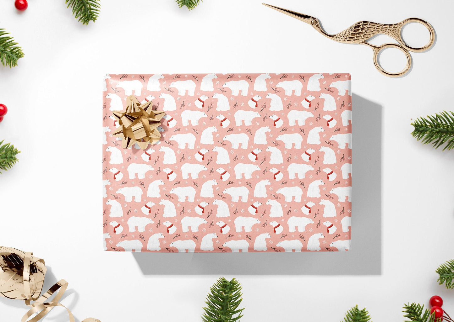 Personalised Polar Bear Christmas Wrapping Paper, Luxury Gift Wrap, Festive Wrapping Paper, Gift Wrapping, Wrapping paper with name