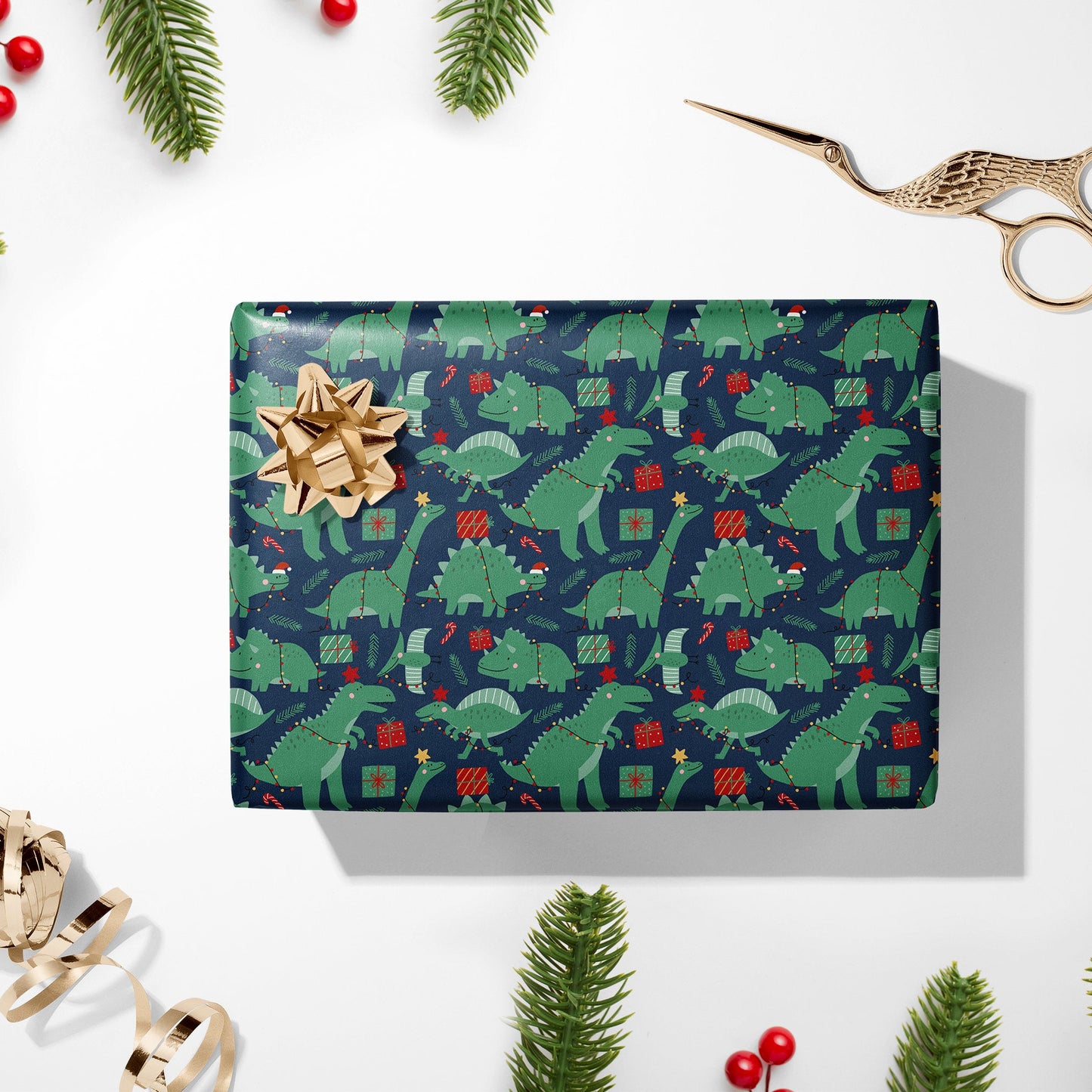 Christmas Dinosaur Wrapping Paper, Dinosaur Christmas present Wrap, Dinosaur Xmas Paper, Kids Xmas Wrapping Paper, Dino Gift Wrap