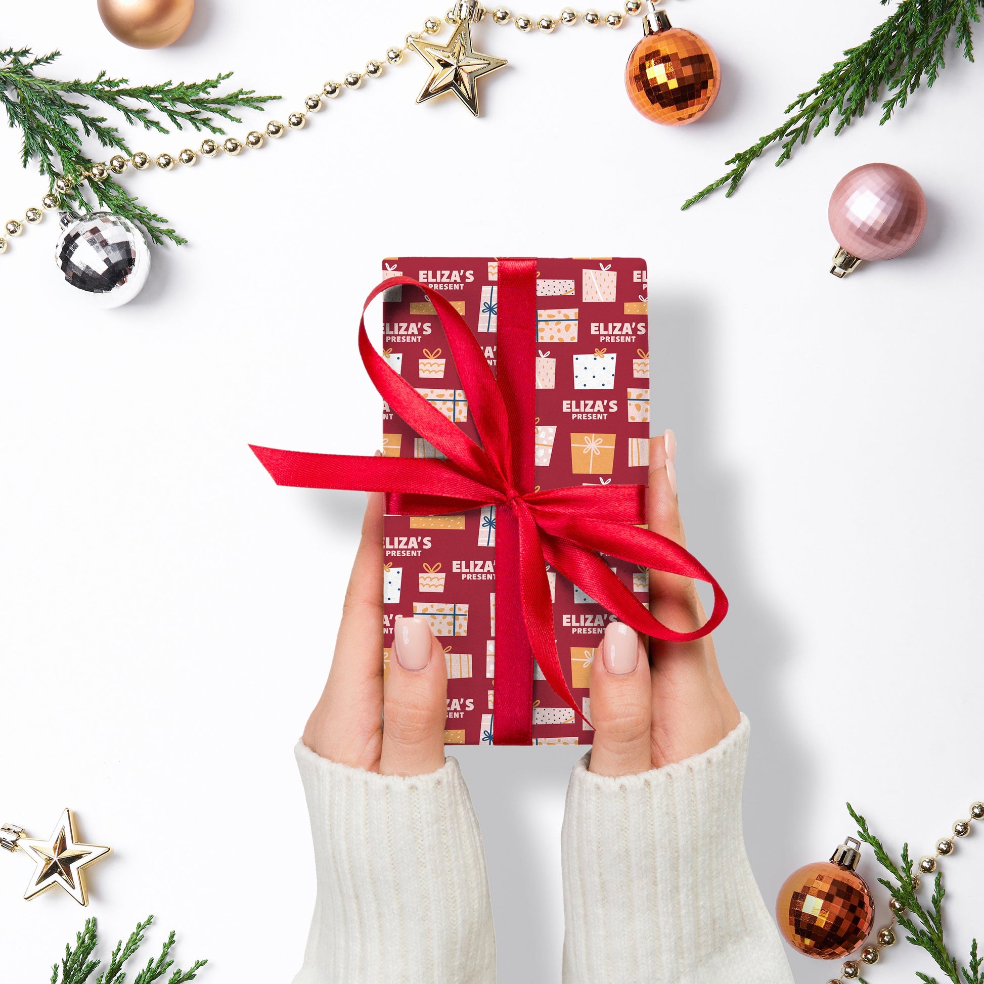 Personalised Christmas Wrapping Paper, Luxury Gift Wrap, Festive Wrapping Paper, Gift Wrapping, Wrapping paper with name
