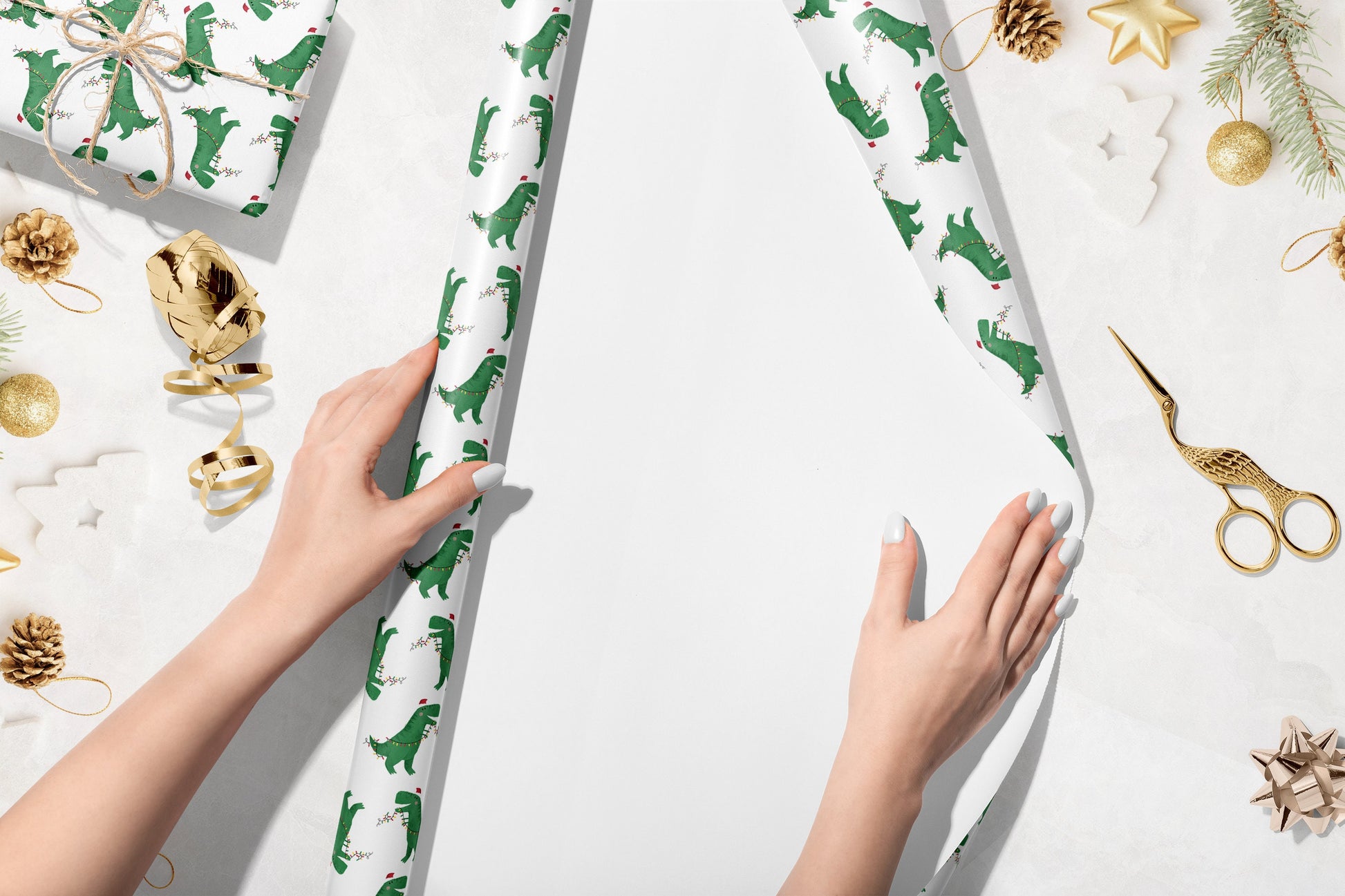 Personalised Dinosaur Christmas Wrapping Paper, Girls Wrapping Paper, Dinosaur Xmas Paper, Wrapping paper for kids, Dino Gift Wrap