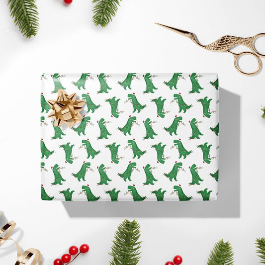 Personalised Dinosaur Christmas Wrapping Paper, Girls Wrapping Paper, Dinosaur Xmas Paper, Wrapping paper for kids, Dino Gift Wrap
