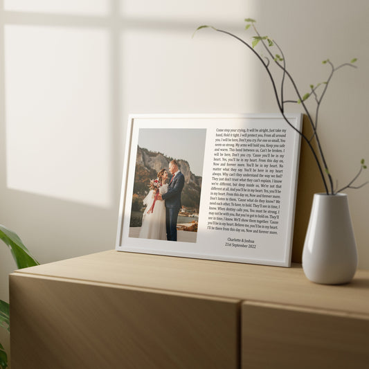 Song Lyrics Photo Print, Wedding Song Lyrics Gift, Wife Anniversary Gift, Song Lyrics Print, Husband Anniversary Gift, Christmas Gift Wife