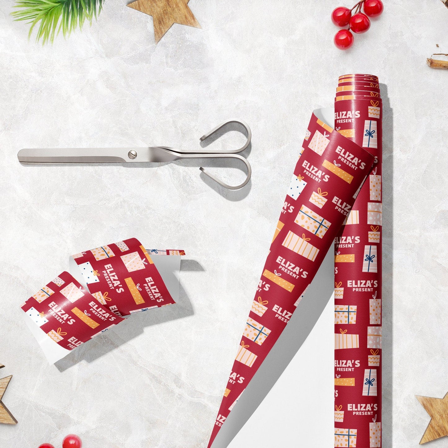 Personalised Christmas Wrapping Paper, Luxury Gift Wrap, Festive Wrapping Paper, Gift Wrapping, Wrapping paper with name