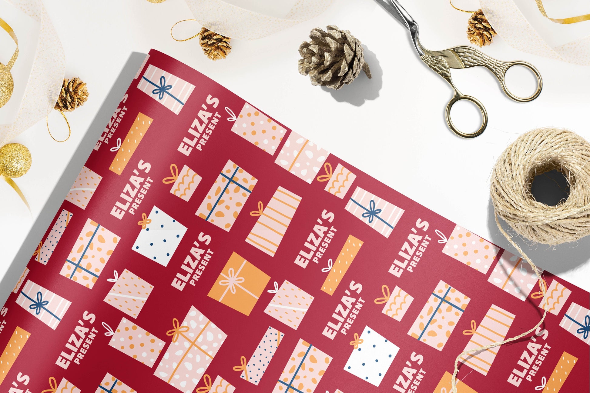 Personalised Christmas Wrapping Paper, Luxury Gift Wrap, Festive Wrapping Paper, Gift Wrapping, Wrapping paper with name
