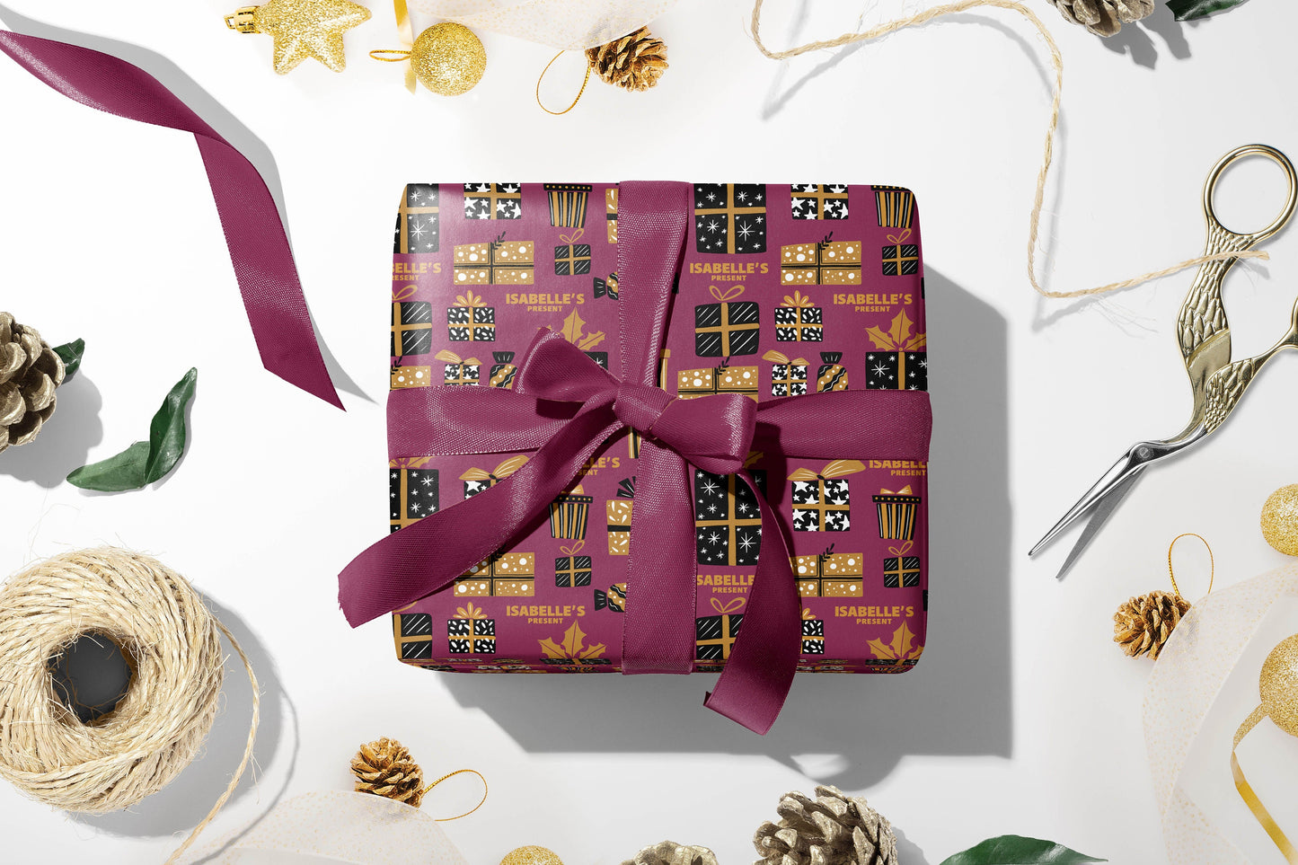 Personalised Christmas Wrapping Paper, Luxury Gift Wrap, Festive Wrapping Paper, Gift Wrapping, Wrapping paper with name, Christmas Paper