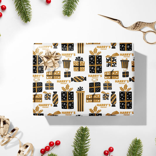 Personalised Christmas Wrapping Paper, Luxury Gift Wrap, Festive Wrapping Paper, Gift Wrapping, Wrapping paper with name, Christmas Paper