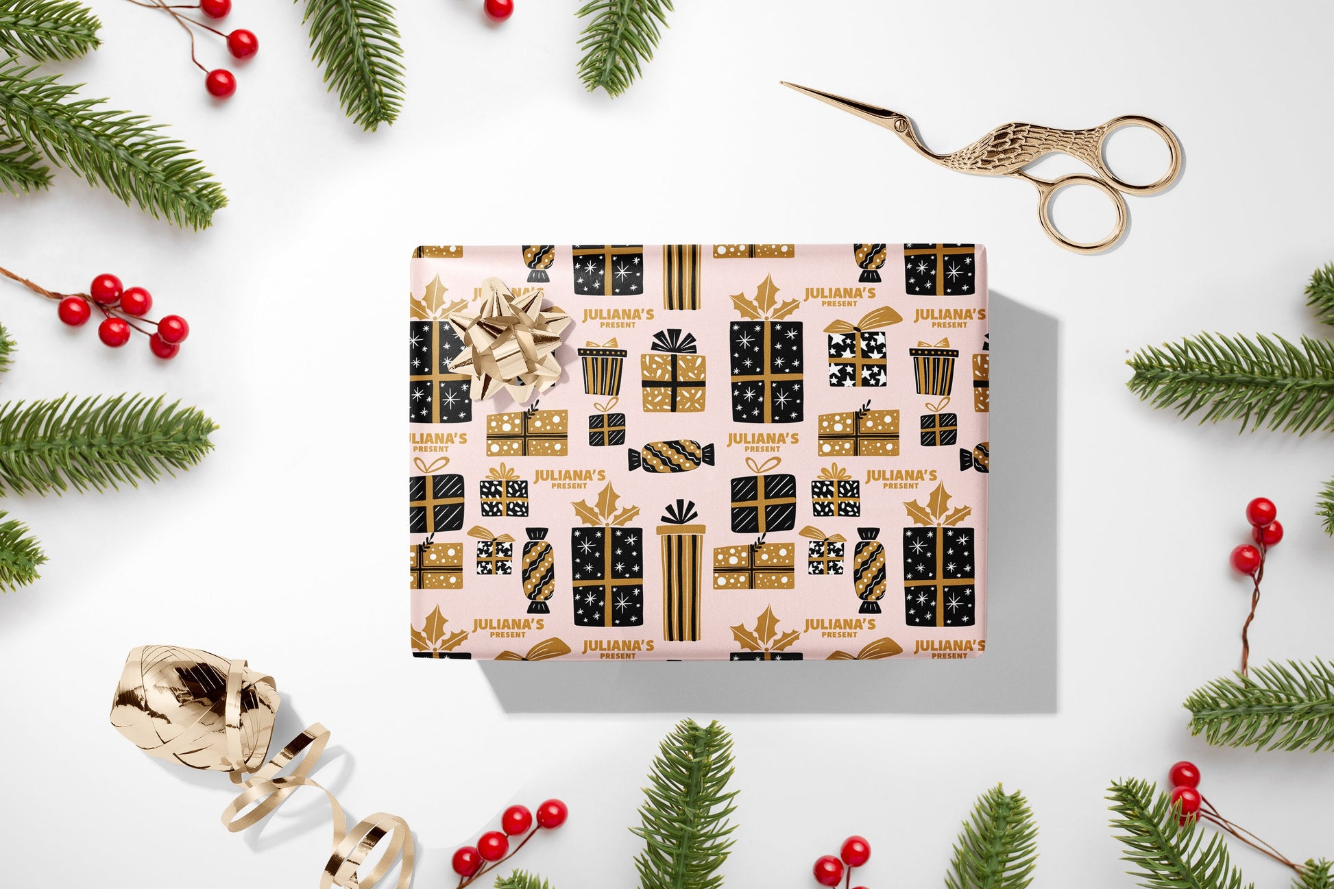 Personalised Christmas Wrapping Paper, Luxury Gift Wrap, Festive Wrapping Paper, Gift Wrapping, Wrapping paper with name, Christmas Paper