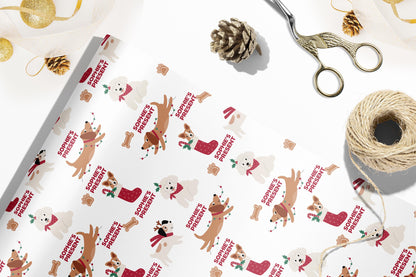 Personalised Cute Dogs Christmas Wrapping Paper, Doggy Luxury Kids Christmas Wrapping Paper, Custom Wrapping paper with name