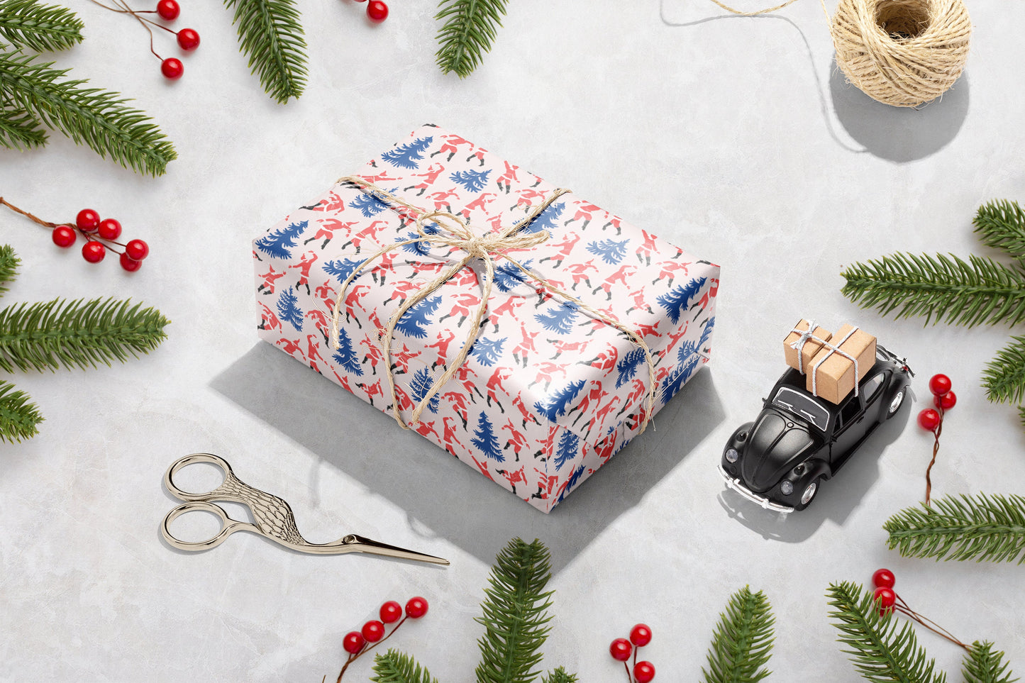 Dancing Santa Christmas Gift Wrapping Paper, Henri Matisse Inspired Gift Wrap Luxury Gift Wrap, Festive Santa Wrapping Paper, Gift Wrapping