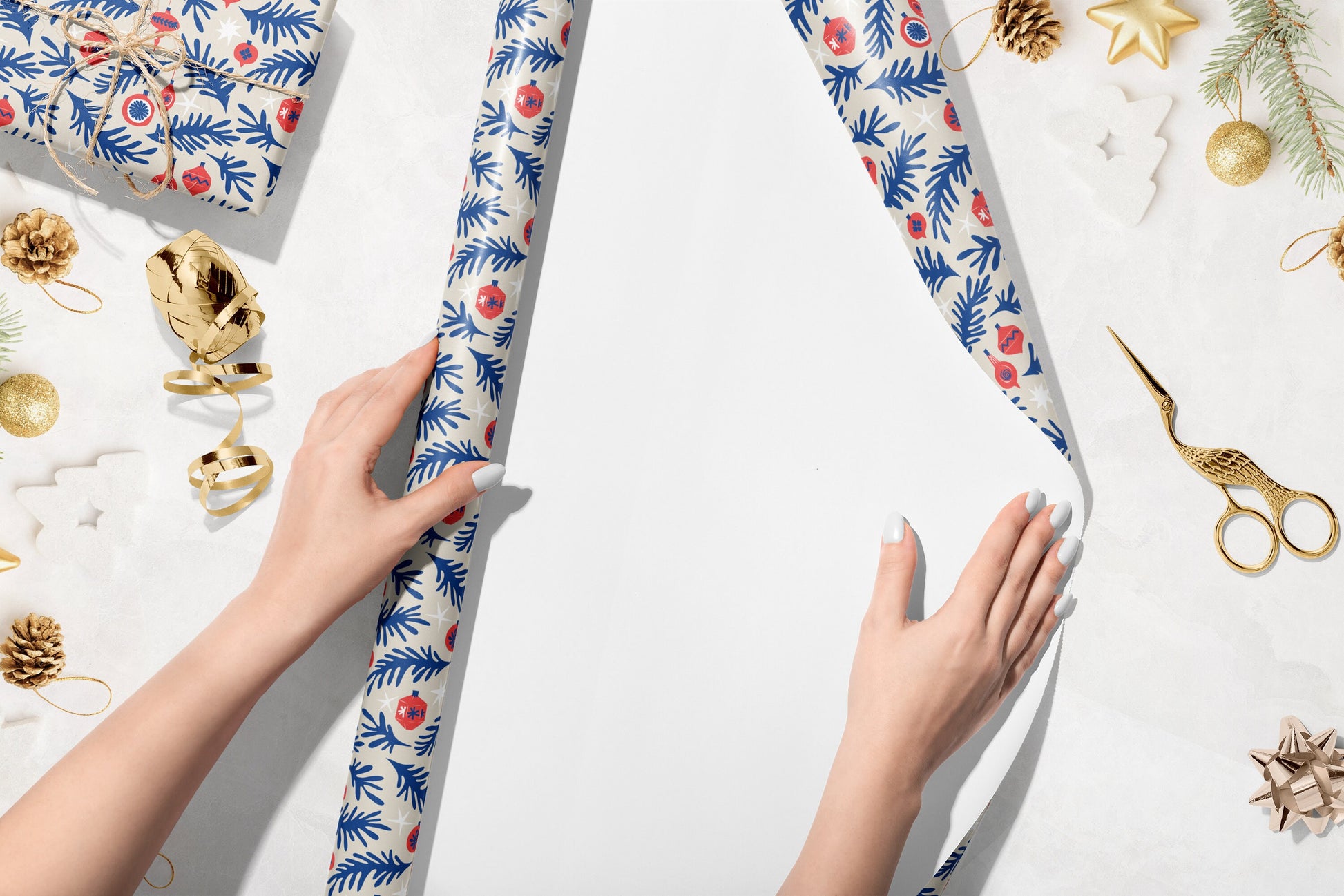 Henri Matisse Inspired Gift Wrap, Luxury Christmas Wrapping Paper, Festive Red and Blue Gift Wrapping Paper, Christmas Birds Gift wrap