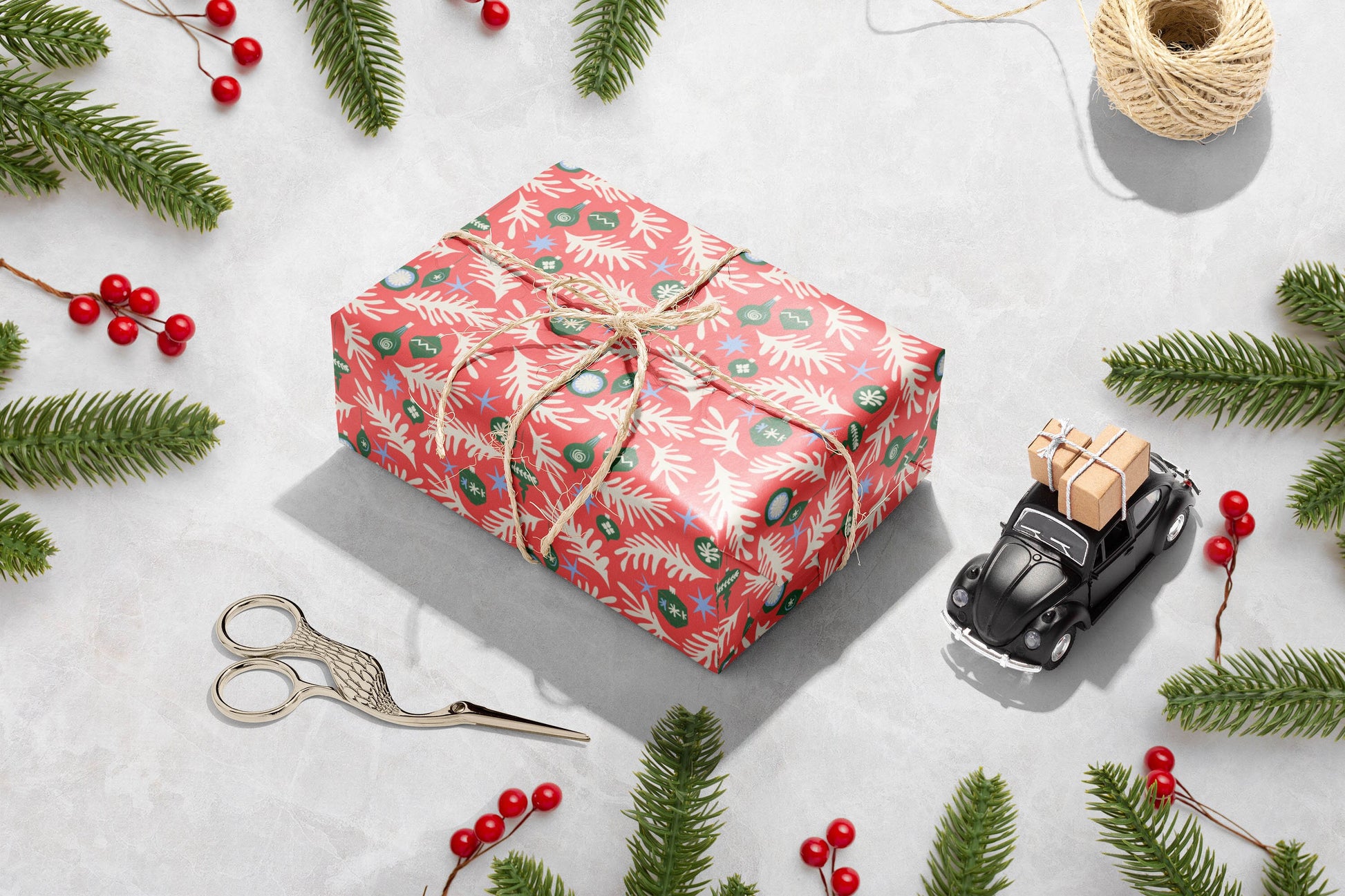 Luxury Henri Matisse Inspired Gift Wrap, Christmas Wrapping Paper, Festive Wrapping Paper, Red and Green Gift Wrapping Paper