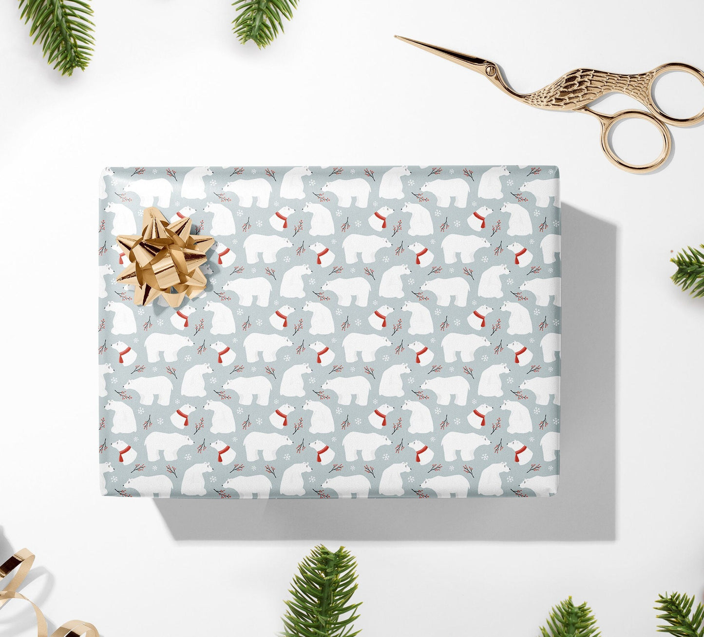 Personalised Polar Bear Christmas Wrapping Paper, Luxury Gift Wrap, Festive Wrapping Paper, Gift Wrapping, Wrapping paper with name