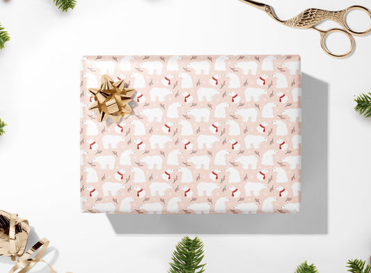 Personalised Polar Bear Christmas Wrapping Paper, Luxury Gift Wrap, Festive Wrapping Paper, Gift Wrapping, Wrapping paper with name
