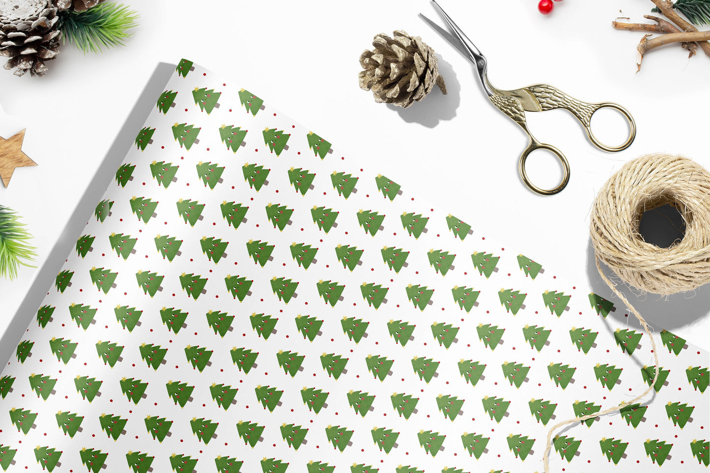 Christmas Trees Wrapping Paper, Christmas Gift Wrapping, Kids Xmas Wrapping Paper, Kids Gift Wrap, Holiday Gift Wrap, Cute Xmas Paper