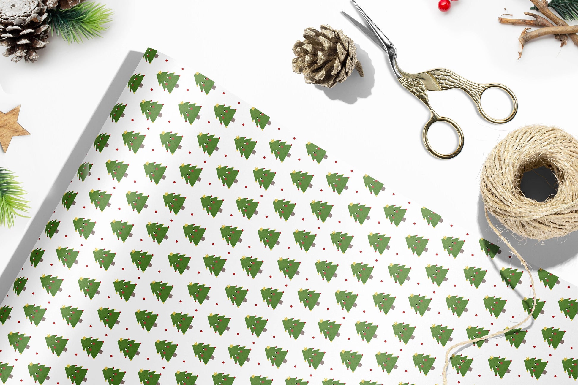 Christmas Trees Wrapping Paper, Christmas Gift Wrapping, Kids Xmas Wrapping Paper, Kids Gift Wrap, Holiday Gift Wrap, Cute Xmas Paper