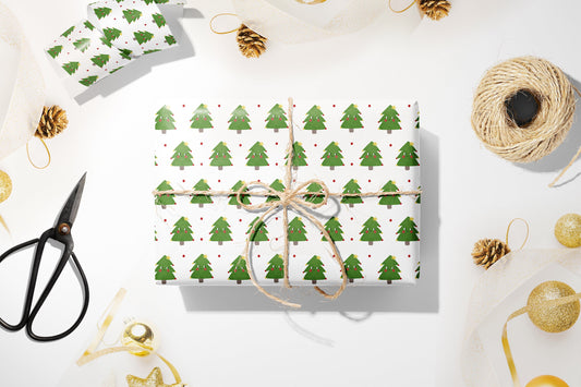 Christmas Trees Wrapping Paper, Christmas Gift Wrapping, Kids Xmas Wrapping Paper, Kids Gift Wrap, Holiday Gift Wrap, Cute Xmas Paper