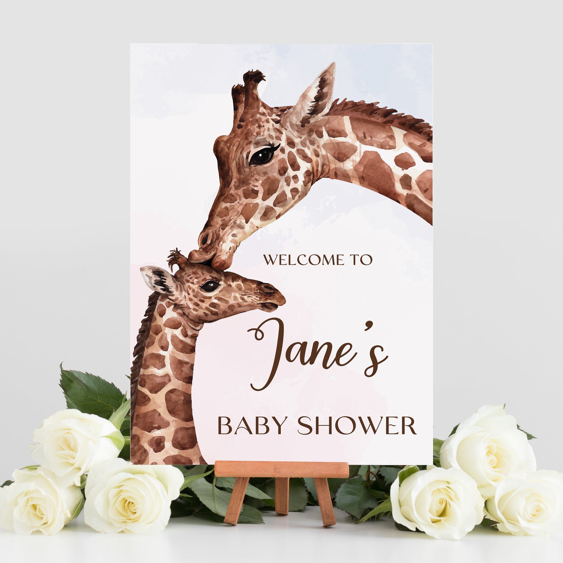 Giraffe Baby Shower Sign, Safari Baby Shower Sign, Welcome to Baby Shower Sign, Personalised Giraffe Baby Shower Decorations