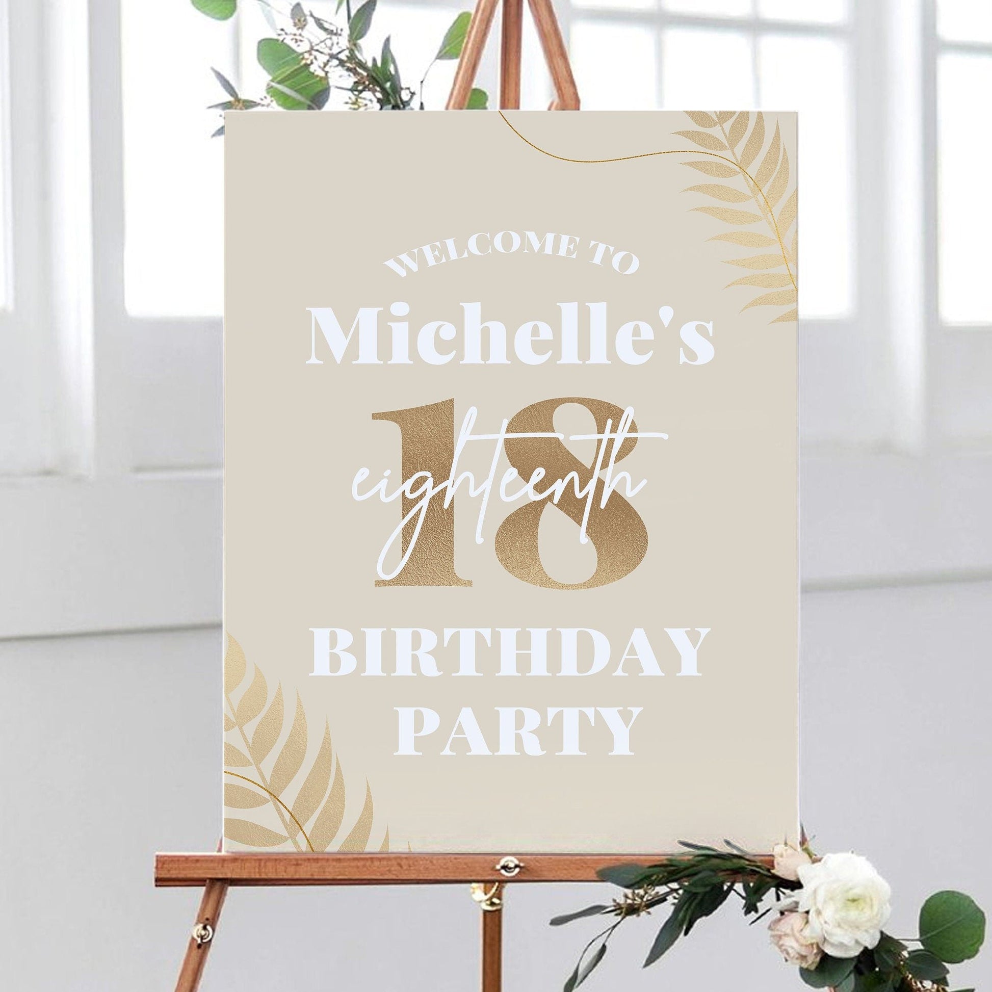 18th Birthday Party Welcome Sign, Teal Green 18th Birthday Sign, 18th Party Welcome Sign, Boy 18th Party Sign, Girl Champagne Gold Sign