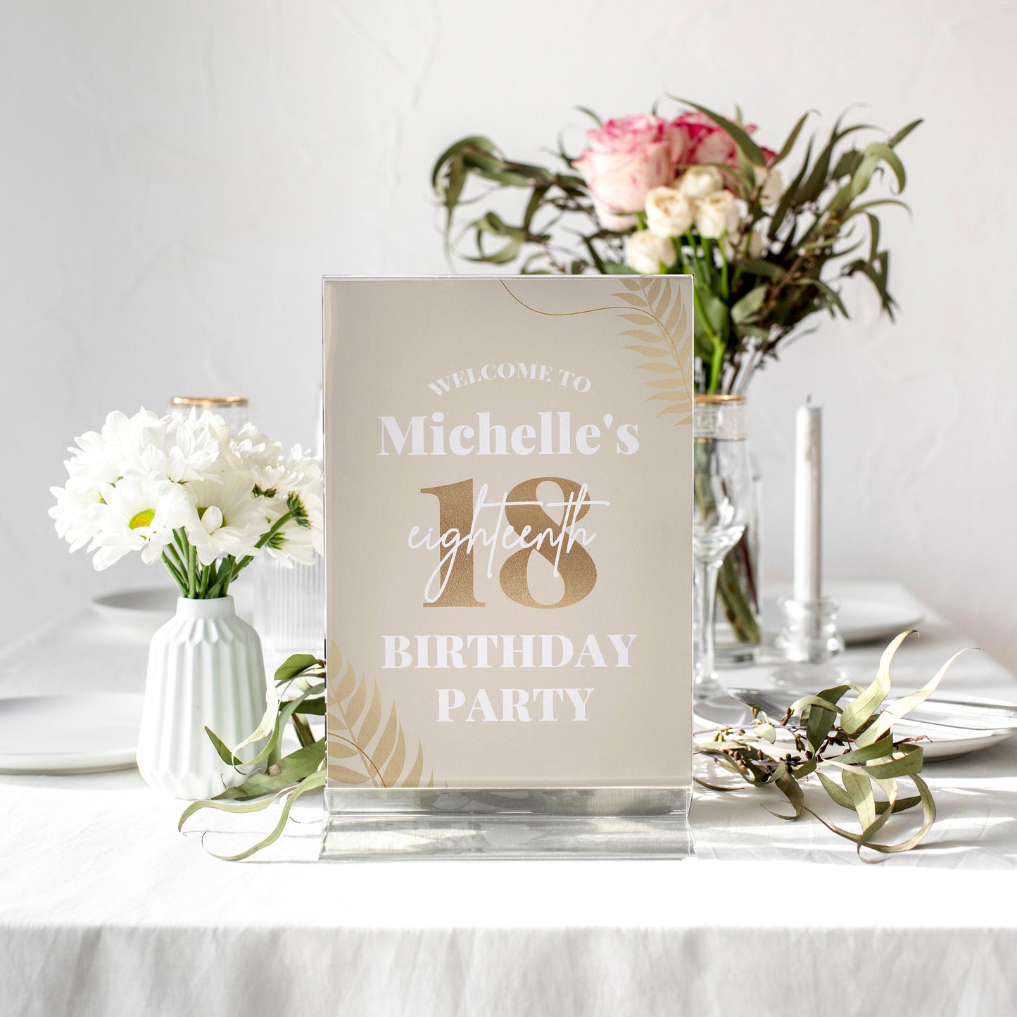 18th Birthday Party Welcome Sign, Teal Green 18th Birthday Sign, 18th Party Welcome Sign, Boy 18th Party Sign, Girl Champagne Gold Sign