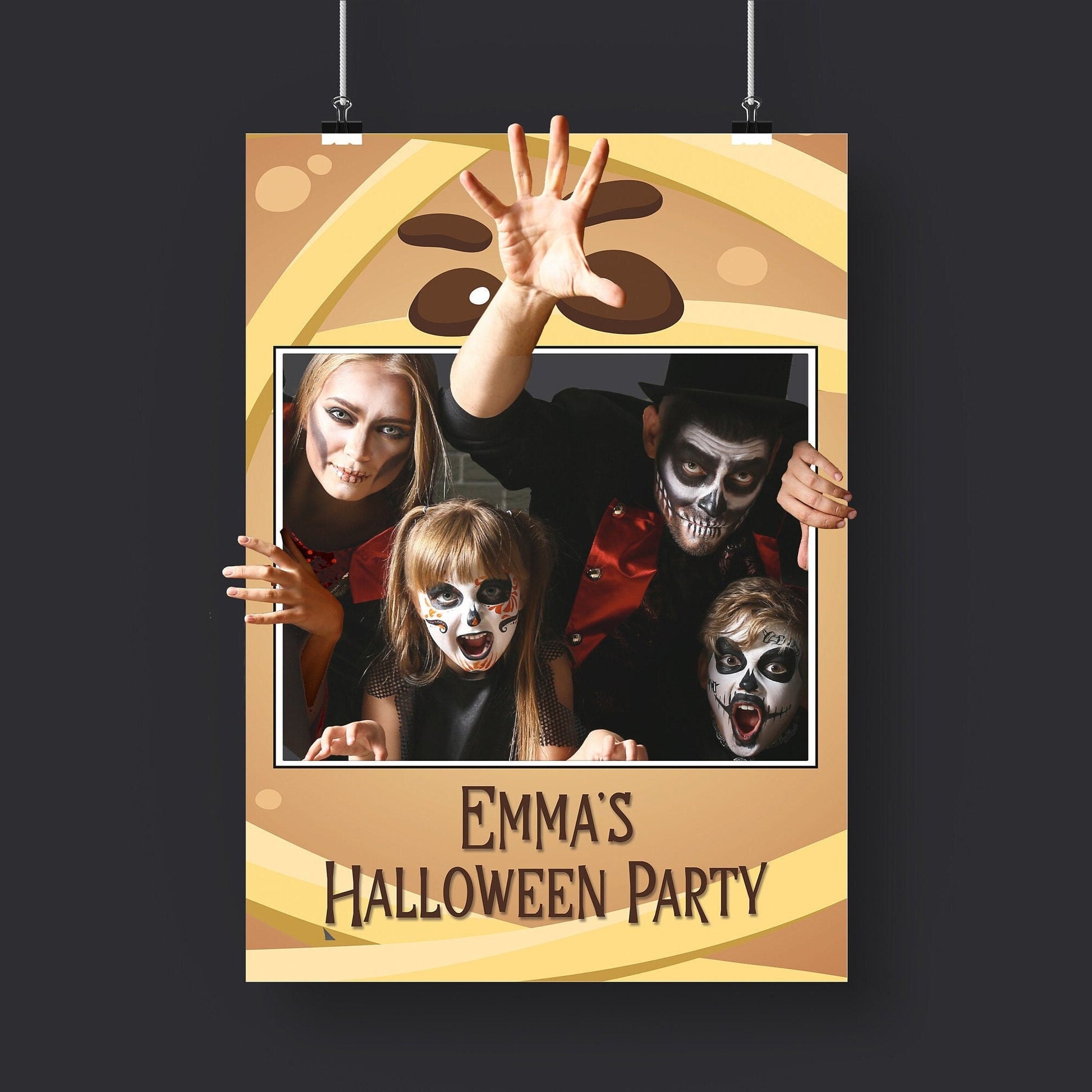 Halloween Party Photo Booth Frame and Matching Halloween Party Sign, 2 Piece Set Halloween Mummy Theme Selfie Frame, Printed Foamboard