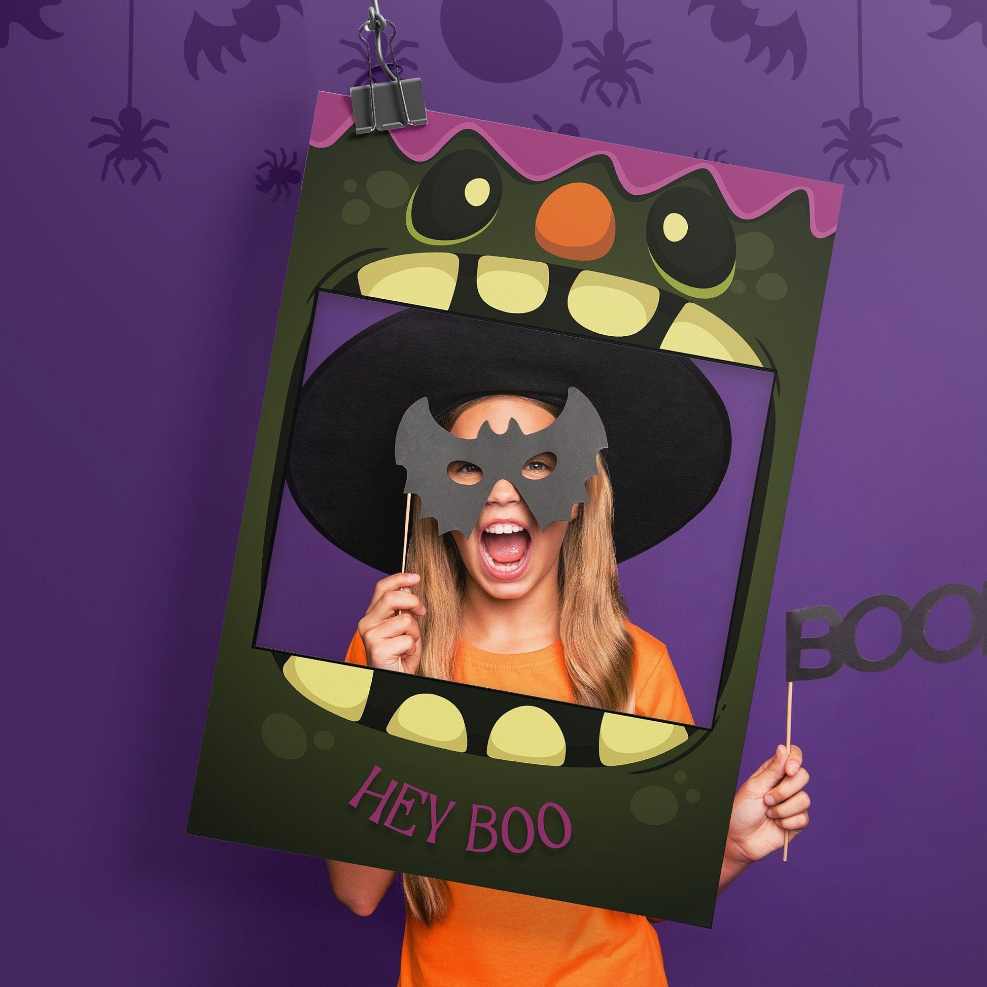 Goblin Halloween Party Photobooth Frame and Matching Table Sign Spooky Halloween Decorations Personalised 2 Piece Set, Printed Foamboard