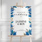 Blue Gold Wedding Welcome Sign, Blue and Gold Leaves Wedding Sign, Welcome to our Wedding Sign, Wedding Decorations, Blue Gold Wedding Decor