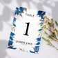 Blue Gold Wedding Table Number Cards, Blue Gold Leaves Table Numbers, Table Decor Wedding, Wedding Table Number Cards, Blue Table Names