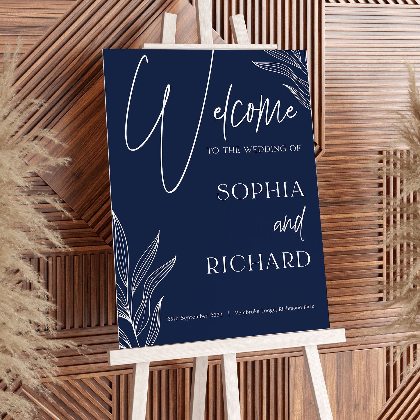 Welcome to our Wedding Sign, Simple Navy Wedding, Elegant Navy Wedding Decor, Navy Wedding Welcome Sign, Navy & White Wedding Entrance Sign