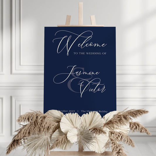 Elegant Navy Wedding Decor, Welcome to our Wedding Sign, Simple Navy Wedding, Navy Wedding Welcome Sign, Navy & White Wedding Entrance Sign