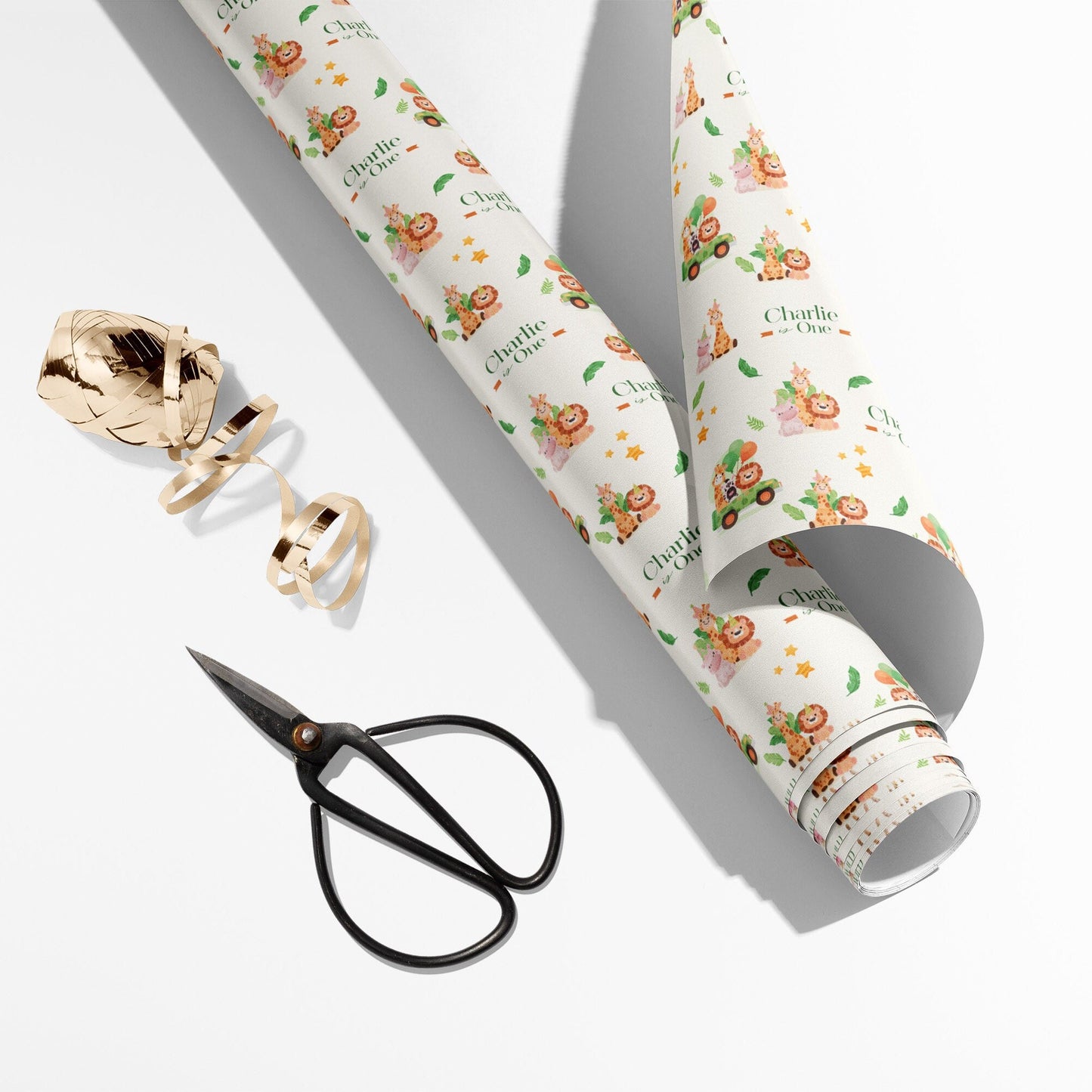 Personalised Safari 1st Birthday Wrapping Paper, Jungle Theme Wrapping paper with name, Wild One Birthday Wrapping Paper, Birthday Gift Wrap