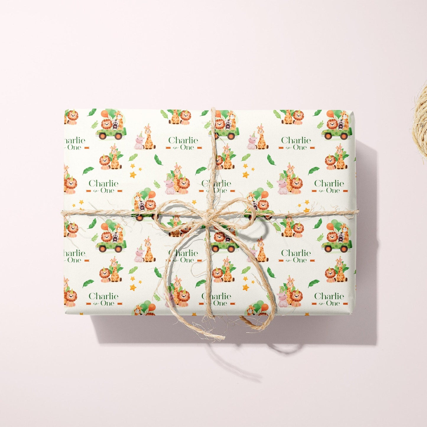 Personalised Safari 1st Birthday Wrapping Paper, Jungle Theme Wrapping paper with name, Wild One Birthday Wrapping Paper, Birthday Gift Wrap