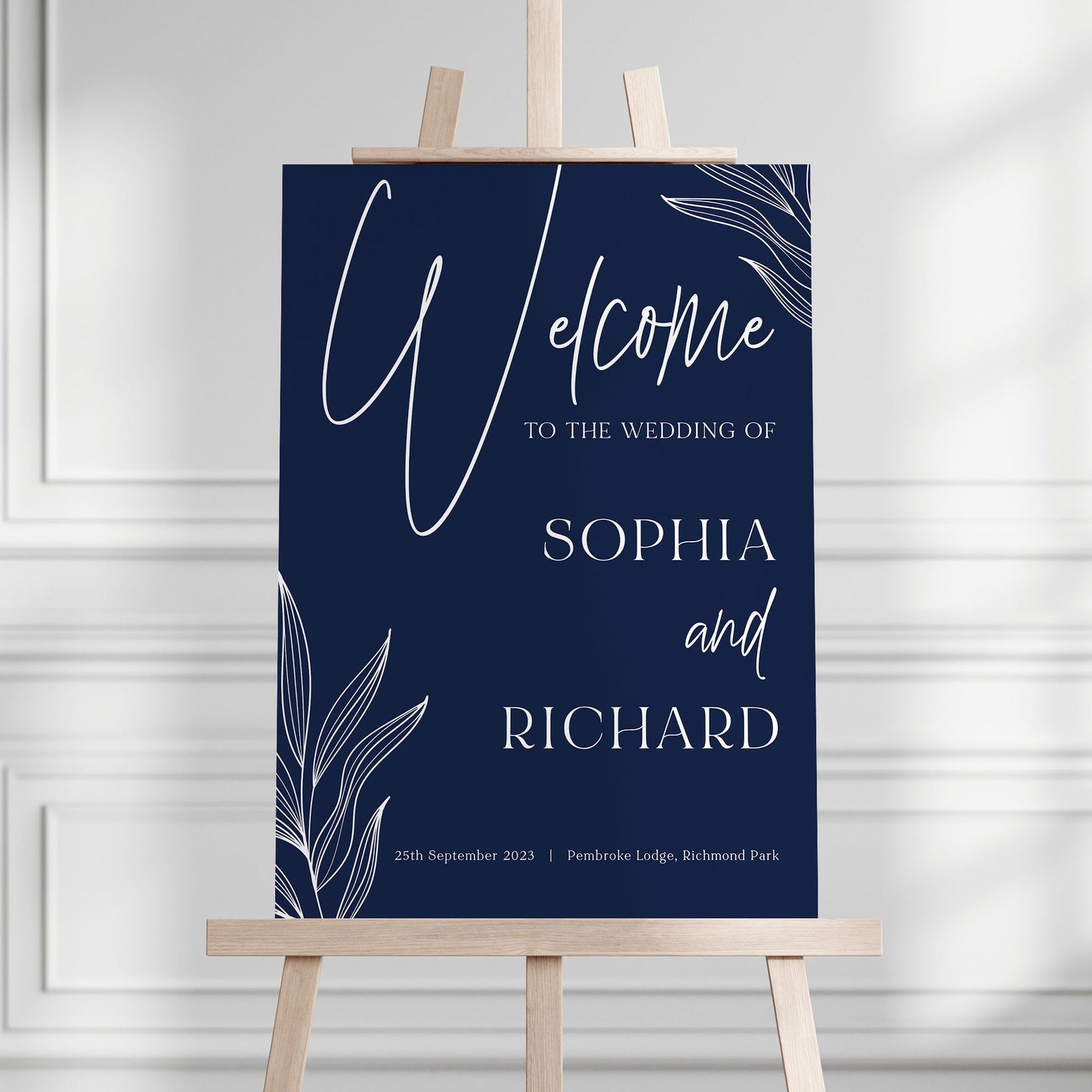 Welcome to our Wedding Sign, Simple Navy Wedding, Elegant Navy Wedding Decor, Navy Wedding Welcome Sign, Navy & White Wedding Entrance Sign