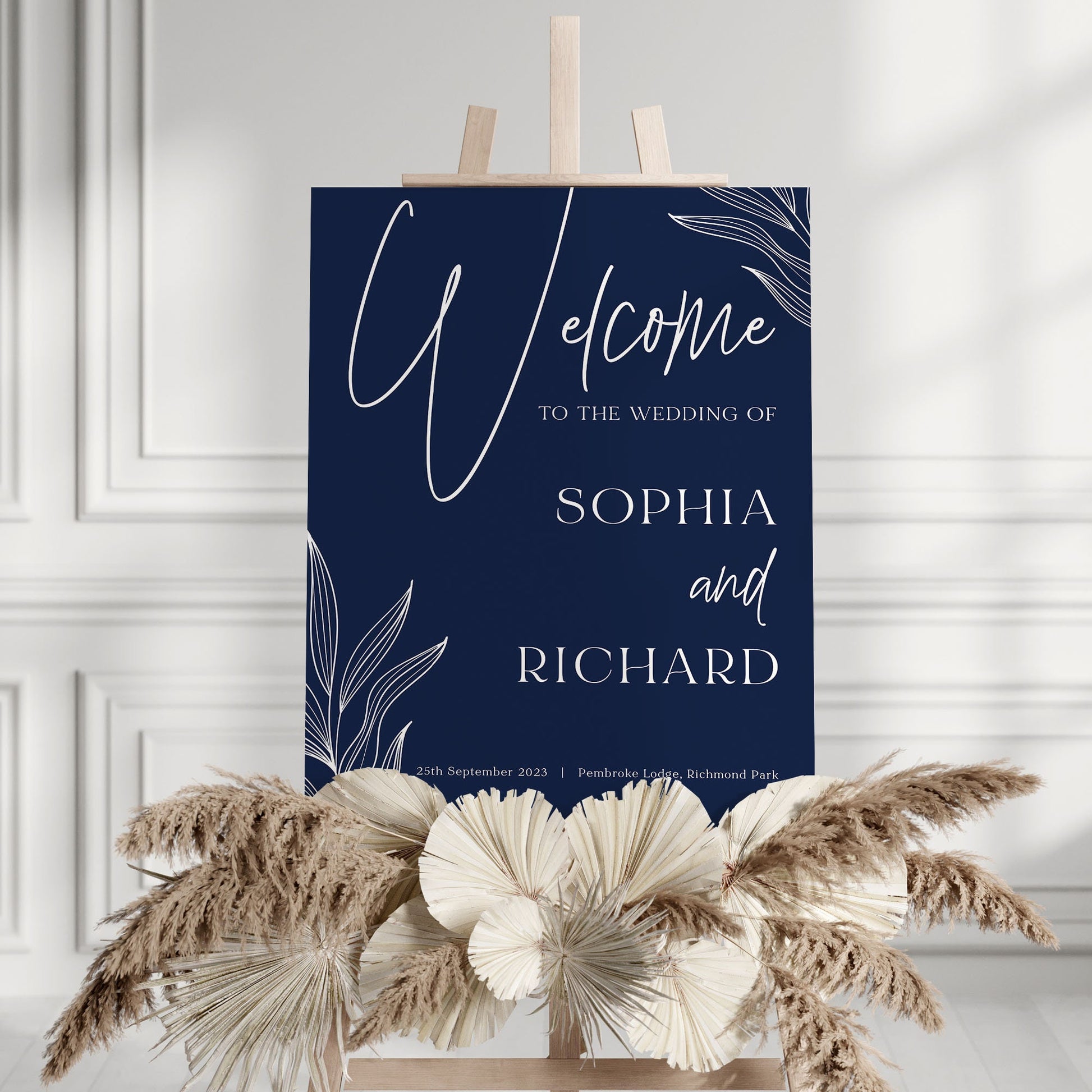 Welcome to our Wedding Sign, Simple Navy Wedding, Elegant Navy Wedding Decor, Navy Wedding Welcome Sign, Navy & White Wedding Entrance Sign