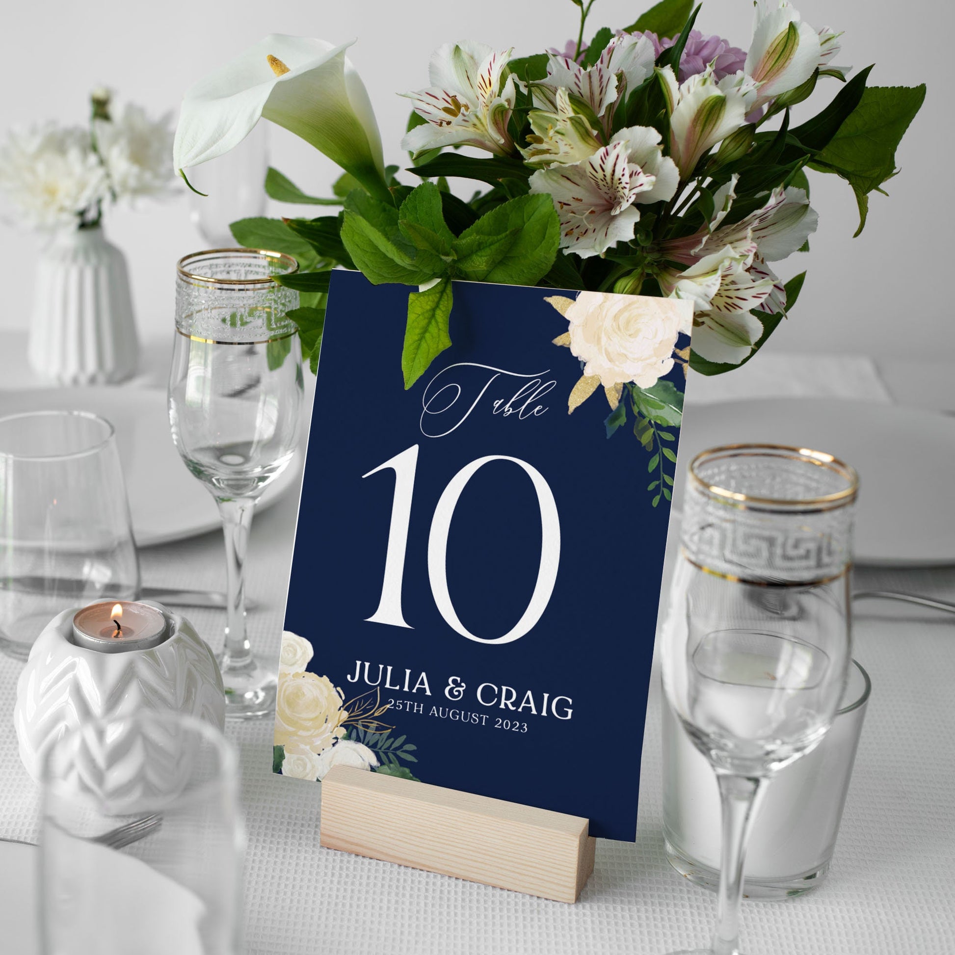 Navy Wedding Table Number Cards, Navy Floral Table Numbers, Table Decor Wedding, Wedding Table Number Cards, Navy Table Names