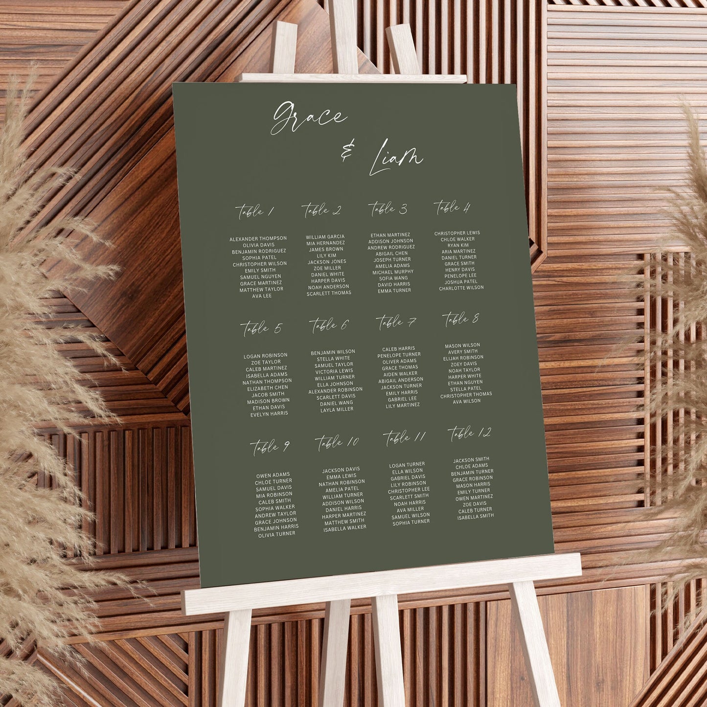 Olive Green Wedding Table Plan, Wedding Seating Sign, Olive Green Wedding Decor, Simple Olive Green Wedding Seating Plan Sign