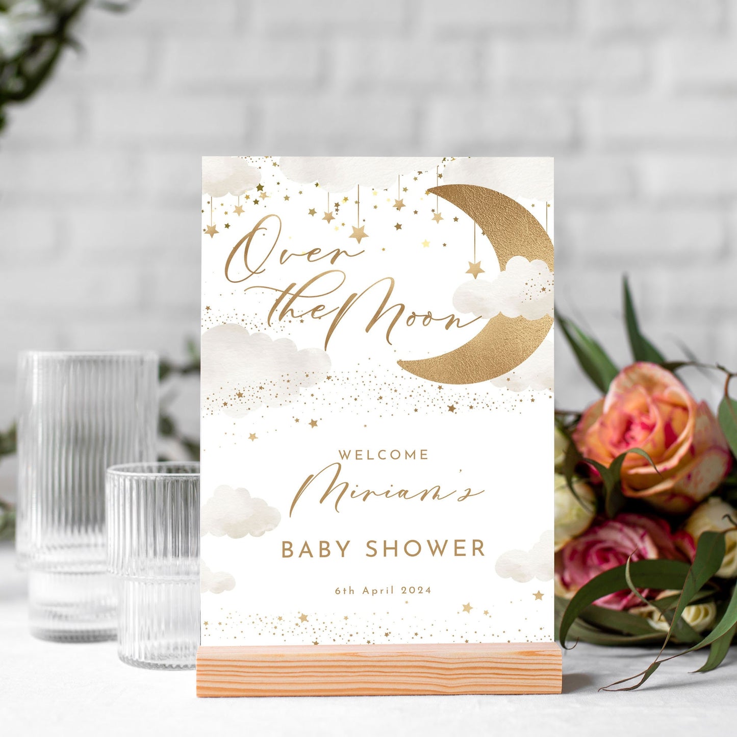 Over the Moon Baby Shower Selfie Frame & Sign