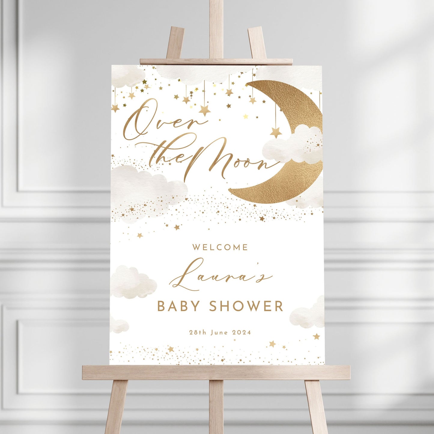 Over the Moon Baby Shower Selfie Frame & Sign